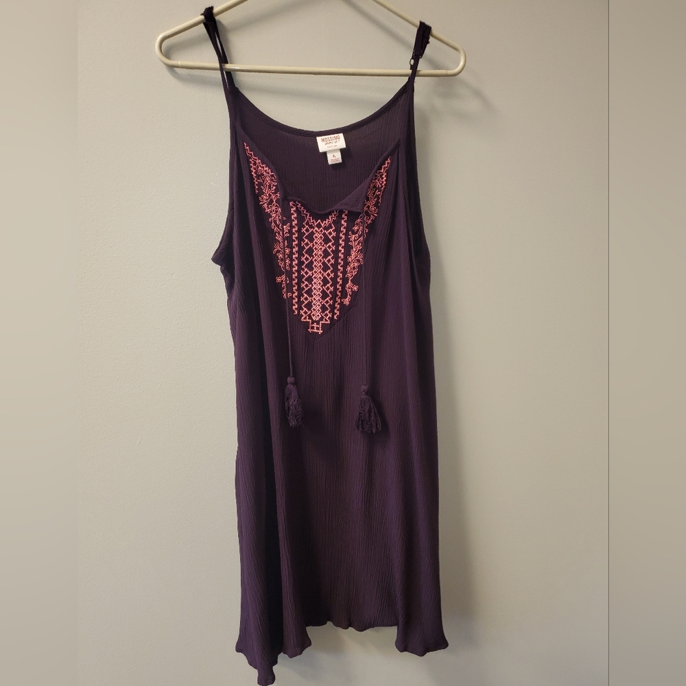 Mossimo XL Purple Tank/tunic W/adjustable Spaghetti Straps, Pink Design, Tassels